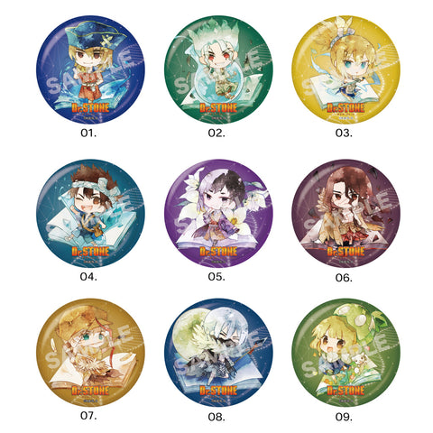 One of Dr. Stone Chara-deru Art Metallic Can Badge V1