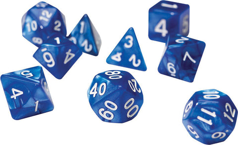 RPG Dice Set (7): Pearl Blue Acrylic