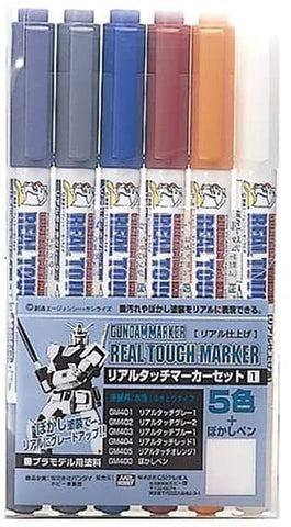 GMS112 Gundam Real Touch Marker Set 1 (5 Colors + 1 Blurring Pen)