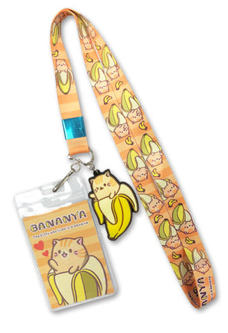 Bananya Tabby Cat Lanyard with Charm