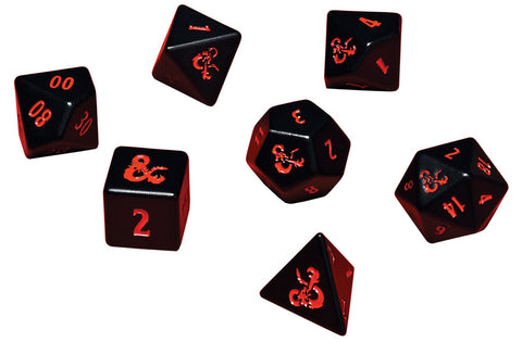 Dungeons and Dragons RPG: Heavy Metal - Poly Black and Red Dice Set (7)