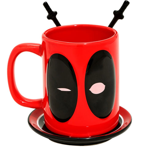 Deadpool Molded Coffee Mug With Spoons And Coaster
